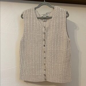 Women's Beige Knit Cardigan Vest